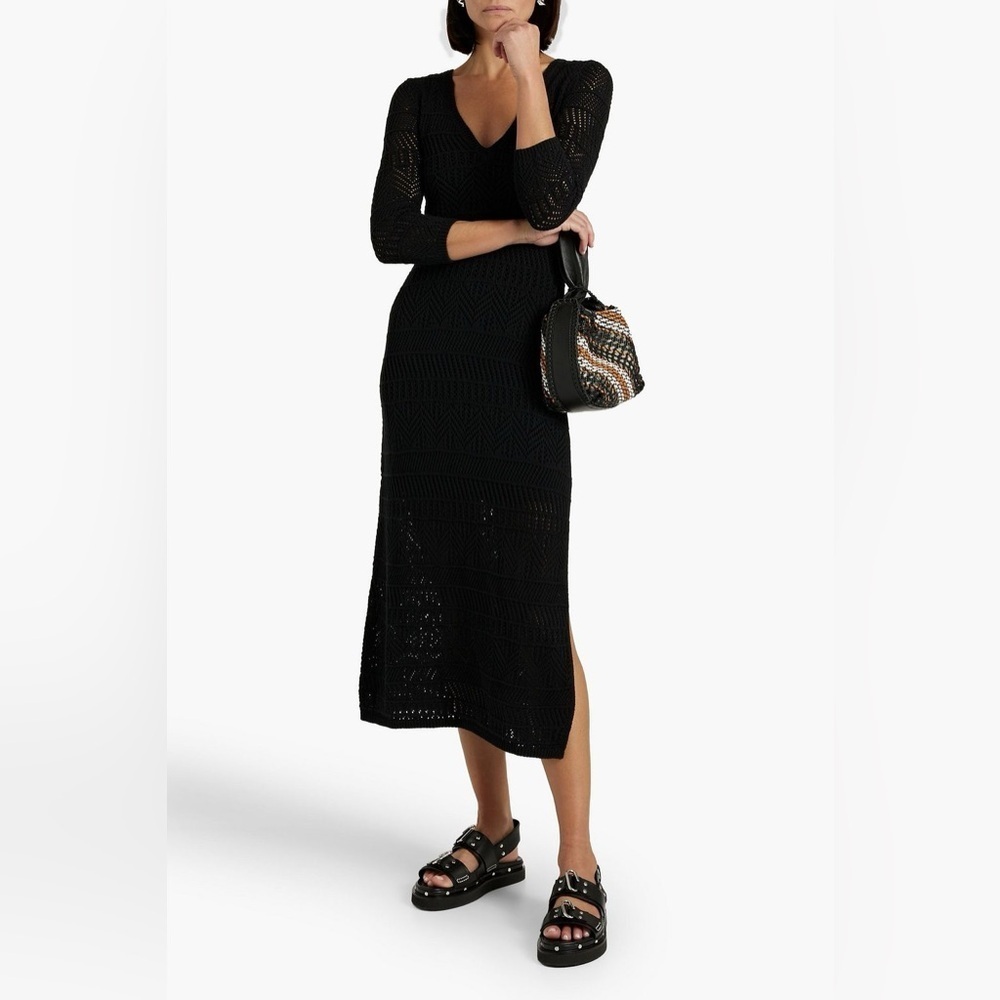 Rag & Bone Renee Crochet Knit Midi Dress Black NWOT